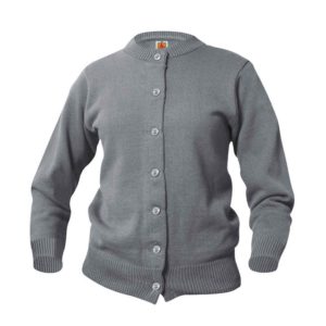 6000 - Classic Jersey Crew Neck Cardigan (Female) - Grey Heather