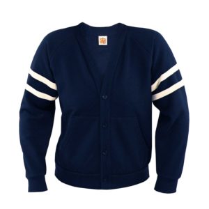 6294 - V-Neck Fleece Cardigan w/ Stripes - Navy