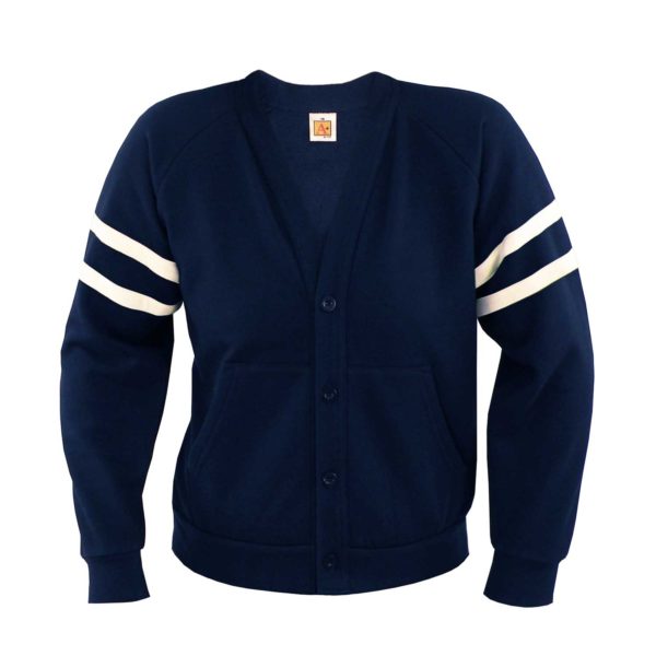 6294 - V-Neck Fleece Cardigan w/ Stripes