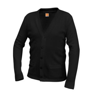 6300 - Two-Pocket Jersey V-Neck Cardigan - Black