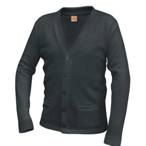 6300 - Two-Pocket Jersey V-Neck Cardigan - Charcoal Heather