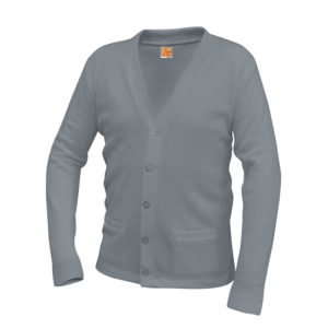 6300 - Two-Pocket Jersey V-Neck Cardigan - Grey Heather