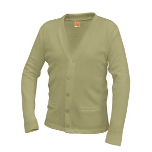 6300 - Two-Pocket Jersey V-Neck Cardigan - Khaki
