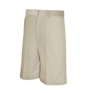 7099 - Mechanical Stretch Twill Plain Front Shorts (Boys/Husky Relaxed Fit) - Sand Khaki