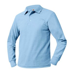 8766 - Pique Knit Long Sleeve Shirt (Unisex) - Blue