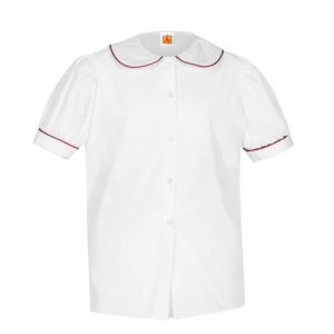9361 - Puffed Short Sleeve Broadcloth Blouse