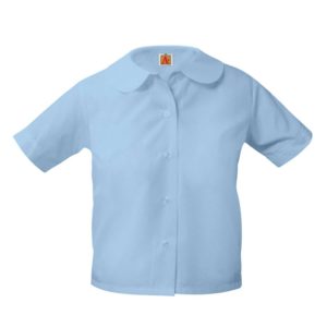 9381 - Peter Pan Short Sleeve Broadcloth Blouse - Blue