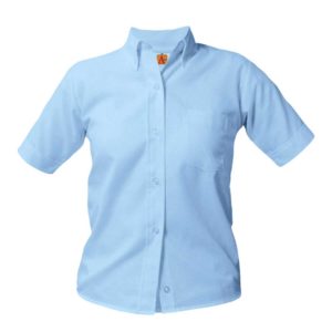 9503 - Girl's Oxford Short Sleeve Blouse - Blue