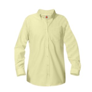 9506 - Girl's Oxford Long Sleeve Blouse - Yellow