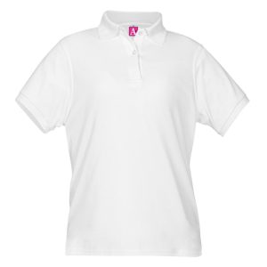 9737 - Fem Fit Interlock Polo w/Rib Trim Cuff - White