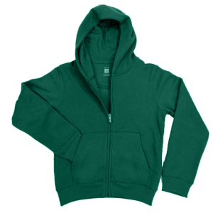 6143 - Long Sleeve Full Zip Hoodie w/Roo Pocket - Dark Green