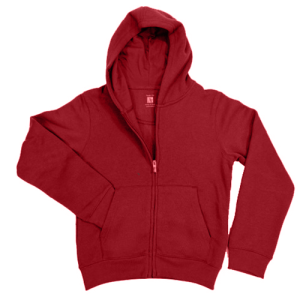 6143 - Long Sleeve Full Zip Hoodie w/Roo Pocket - Red