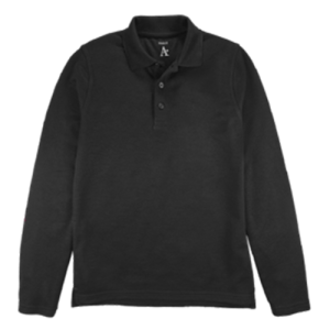 8328 - Co-Ed Long Sleeve Tech Mesh Polo w/ Rib Cuff - Black