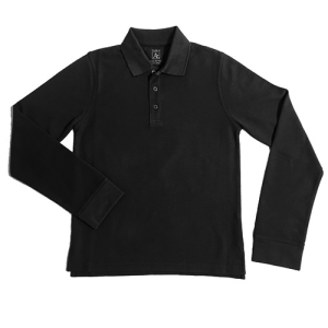 8766 - Co-Ed Long Sleeve Pique Polo w/ Rib Cuff - Black
