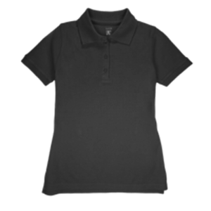 9735 - Fem Fit Short Sleeve Pique Polo w/ rib cuff - Black