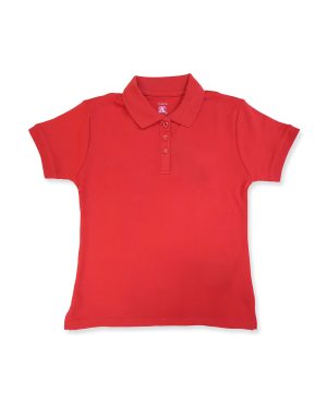 9737 - Fem Fit Interlock Polo w/Rib Trim Cuff - Red