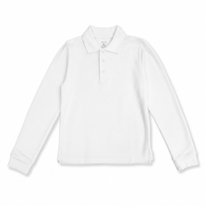8766 - Co-Ed Long Sleeve Pique Polo w/ Rib Cuff - White